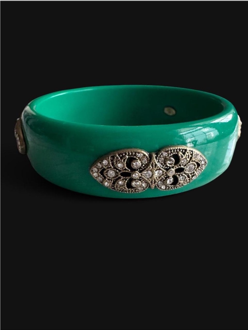 Premier Designs "Roaring Chic" Green Acrylic Bangle Bracelet - Size 8 - Picture 3 of 8